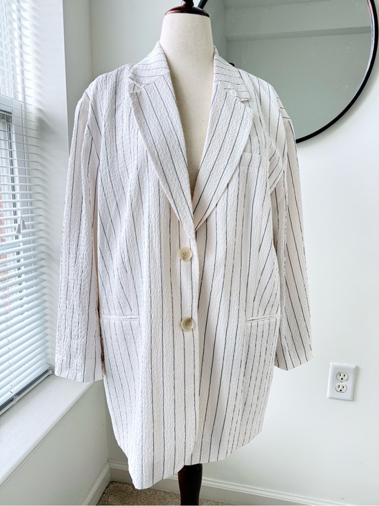 H&M Jackets & Blazers - H&M White Blazer with Black Pinstripes